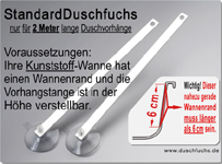 StandardDuschFuchs mit Saugnapf, Standardlänge